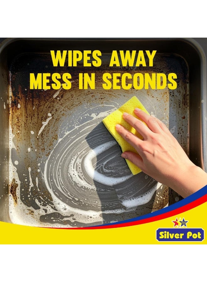 Silver Pot وعاء فضي 5 قطع إسفنجة ومجرف مطبخ - 12 سم إسفنجة تنظيف متعددة الاستخدامات للأواني والمقالي وأدوات المطبخ والأسطح الحساسة - Image 5